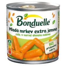 Bonduelle Mladá mrkev extra jemná celá v mírně slaném nálevu 400g