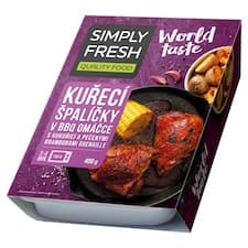 Simply Fresh Kuřecí špalíčky v BBQ omáčce s kukuřicí a pečenými bramborami grenaille 400g