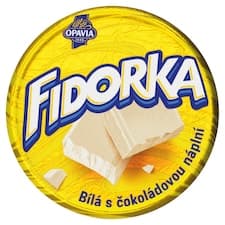Opavia Fidorka Bílá s čokoládovou náplní žlutá 30g