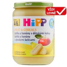 Hipp Bio jablka a banány s dětskými keksy 190g
