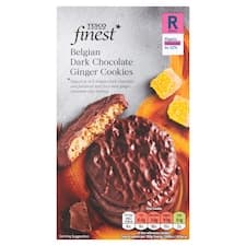 Finest Máslové sušenky s kousky zázvoru v polevě z belgické čokolády 200g
