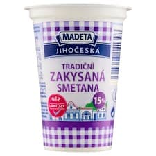 Madeta Jihočeská tradiční zakysaná smetana bez laktózy 15% 180g