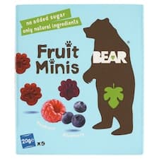 BEAR Fruit Minis malina a borůvka 5 x 20g