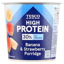 High Protein instantní ovesná kaše s kousky mrazem sušených banánů a jahod 65g
