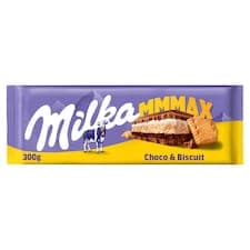 Milka čokoláda Mmmax Choco & Biscuits mléčná se sušenkou a krémem 300g
