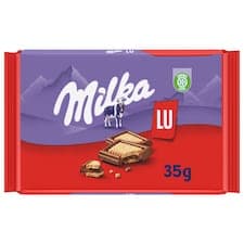 Milka čokoláda mléčná z alpského mléka obložená sušenkami LU 35g