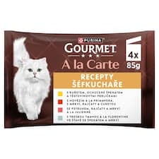 Gourmet A la Carte kapsičky pro kočky kuře, hovězí, pstruh, treska tmavá 4 x 85g