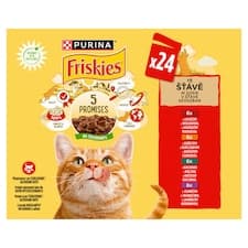 PURINA FRISKIES multipack s kuřetem, hovězím, jehněčím, kachnou ve šťávě 24 x 85g