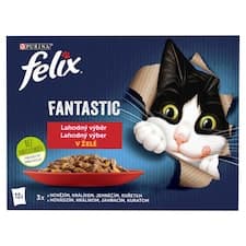 Felix Fantastic kapsičky pro kočky kuře, hovězí, králík, jehněčí v želé 12 x 85g