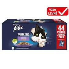 Felix Fantastic kapsičky pro kočky hovězí, kuře, losos, tuňák v želé 44 x 85g