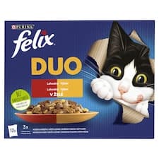 Felix Fantastic DUO kuře a ledvinky, hovězí a drůbeží, krůta a játra, jehněčí a telecí 12 x 85g