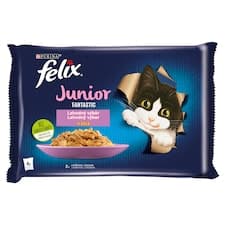 Felix Fantastic Junior kapsičky pro koťata kuře, losos v želé 4 x 85g
