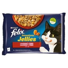 Felix Sensations Jellies kapsičky pro kočky hovězí, kuře v želé 4 x 85g