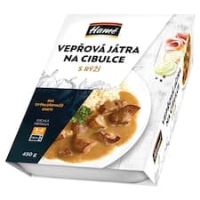 Hamé Vepřová játra na cibulce s rýží 450g