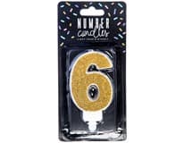 PARTY DECO Svíčka číslice "6" zlatá 7 cm 1 ks