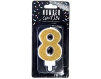 PARTY DECO Svíčka číslice "8" zlatá 7 cm 1 ks