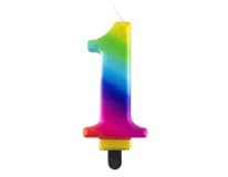 Svíčka - číslice "1" duhová 8cm 1 ks