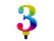 Svíčka - číslice "3" duhová 8cm 1 ks