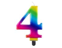 Svíčka - číslice "4" duhová 8cm 1 ks