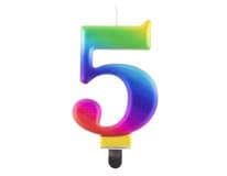 Svíčka - číslice "5" duhová 8cm 1 ks