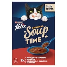 Felix Soup polévky pro kočky hovězí, kuře, jehněčí 6 x 48g