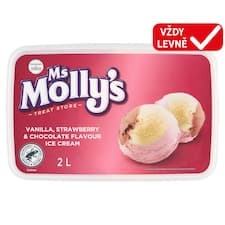 Ms Molly's Mražený krém vanilkový, s jahodovou příchutí a s čokoládovou příchutí 2l