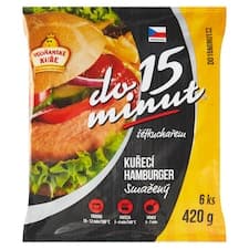 Vodňanské Kuře Do 15 minut Kuřecí hamburger smažený 6 ks 420g