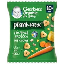 GERBER Organic křupavá srdíčka s mrkví 28g