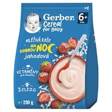 GERBER Cereal mléčná kaše jahodová Dobrou noc 230g
