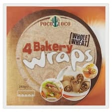 Poco Loco Bakery wraps tortily z celozrnné pšeničné mouky 4 ks 245g