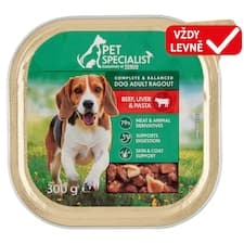 Pet Specialist Ragú s hovězím, játry a těstovinami 300g