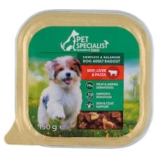 Pet Specialist Ragú s hovězím, játry a těstovinami 150g