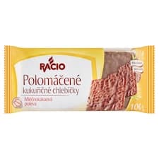 Racio Polomáčené kukuřičné chlebíčky mléčnokakaová poleva 8 ks 100g