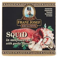 Franz Josef Kaiser Exclusive Kalamáry ve slunečnicovém oleji s česnekovou příchutí 80g