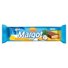 Margot mini mango a kokos, sójová tyčinka s chutí manga máčená v kakaové polevě 40g