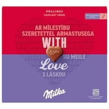 Milka bonboniéra I Love Milka, lískooříšková náplň 110g