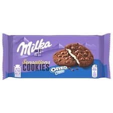 Milka sušenky kakaové Cookie Sensations s náplní s vanilkovou příchutí 156g