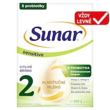 Sunar Sensitive 2 pokračovací mléčná kojenecká výživa v prášku 2 x 250g (500g)