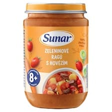 Sunar příkrm zeleninové ragú s hovězím 8m+, 190g