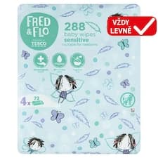 Fred & Flo Dětské vlhčené ubrousky pro citlivou pokožku neparfémované 4 x 72 ks