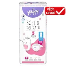 Bella Baby Happy dětské plenky s kanálky Soft & Delicate vel. 5 (11-18 kg), 52 ks