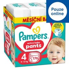 Plenkové Kalhotky Pampers Active Baby Pants, Velikost 4, 176 Plenky, 9kg-15kg