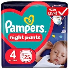 Plenkové Kalhotky Pampers Pants Night Velikost 4, 25 Kusů, 9kg-15kg