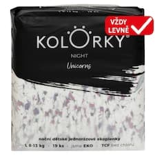 Kolorky Night Unicorns noční dětské jednorázové ekoplenky L 8-13 kg 19 ks