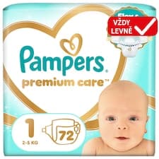 Pampers Premium Care Velikost 1, 72 Plenek, 2kg-5kg