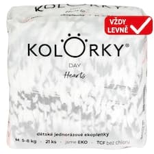 Kolorky Day Hearts dětské jednorázové ekoplenky M 5-8 kg 21 ks