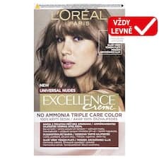 L'Oréal Paris Excellence Nudes 6 U Tmavá blond, 72 ml + 48 ml + 12 ml + 60 ml