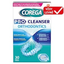 Corega Pro Cleanser Orthodontics čístící tablety na rovnátka a chrániče, 30 ks