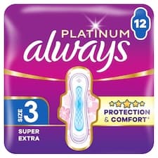 Always Platinum Hygienické Vložky Super Extra (Velikost 3) 12 Ks