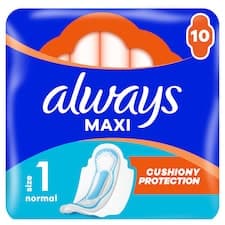 Always Maxi Normal Hygienické Vložky (Velikost 1) S Křidélky 10 Vložky